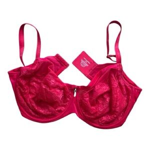 Curvy Couture Vibrant Red Lace Bra